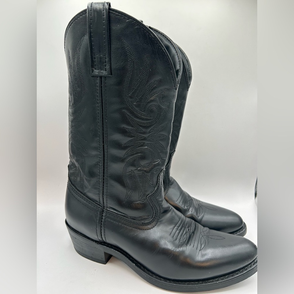 Laredo Boots 4240 Paris Lea Vamp Fox & Front Shaft Cowboy Black Leather Sz 9 - Picture 4 of 13